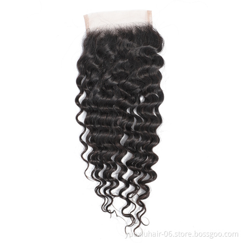 Brazilian Virgin Human Hair Deep Wave 4x4 Lace Closure
